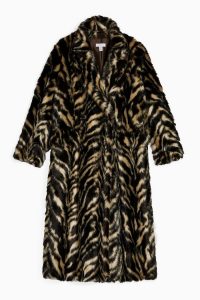 TOPSHOP Faux Fur Tiger Print Coat / winter style statement coats / glamour