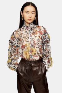 TOPSHOP IDOL Double Ruffle Floral Print Blouse / autumn prints