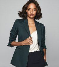 REISS NEYA TEXTURED TAILORED BLAZER PETROL BLUE ~ effortless style jacket