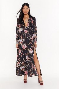 NASTY GAL No If’s or Buds V-Neck Floral Maxi Dress / deep plunge front dresses