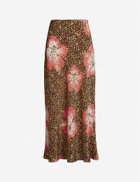 RIXO Kelly silk slip skirt in Hawaii giraffe ~ animal and floral prints