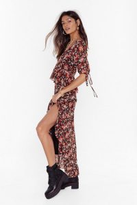 NASTY GAL Rooting for You Floral Sweetheart Maxi Dress in Black