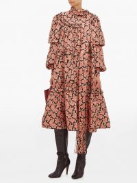 MARC JACOBS Ruffled paisley-print silk midi dress in pink ~ voluminous tiered dresses