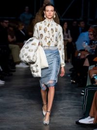 BURBERRY TB monogram silk skirt in light-blue ~ lightweight floaty skirts