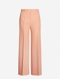 VICTORIA VICTORIA BECKHAM Grandad flared high-rise woven trousers in quartz-pink – wide leg suit pants