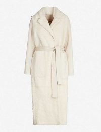 YVES SALOMON Merinillo shearling and cashmere-blend coat sand / meringue ~ luxury textured coats