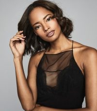 REISS ABBIE CREPE LACE CAMI BLACK ~ sheer panel camisole