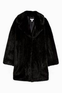 TOPSHOP Black Luxe Faux Fur Coat – vintage look glamour – glamorous winter coats