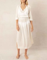 heidi klein Cairns Tie Tunic Dress in white – embroidered cotton cover up – poolside & beach fashion
