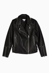 TOPSHOP Faux Leather PU Stitched Jacket Black – biker jackets