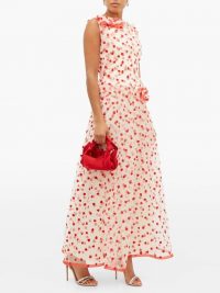 RODARTE Flocked heart-pattern tulle maxi dress ~ romantic event wear ~ vintage inspired fit and flare