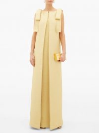 EMILIA WICKSTEAD Julie bow-shoulder metallic-cloqué gown in gold ~ glamorous event wear