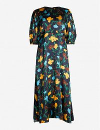 KITRI Floral-print satin midi dress in carnation print