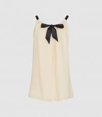 REISS MYA BOW DETAIL TOP CREAM