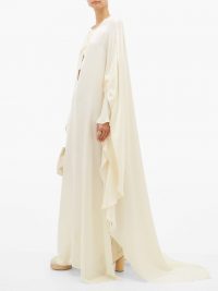 ANN DEMEULEMEESTER Nanette draped satin dress in cream ~ chic flowing maxi dresses