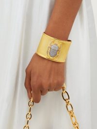 BEGUM KHAN Pharoah crystal-embellished scarab beetle gold-vermeil cuff