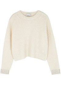 3.1 PHILLIP LIM Ivory crystal-embellished wool-blend jumper ~ casual luxe knitwear