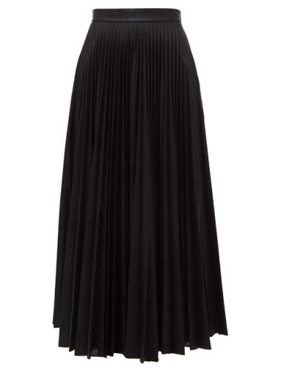 EMILIA WICKSTEAD Sunshine pleated metallic-jersey midi skirt in black