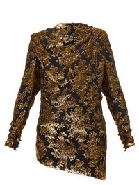 SAINT LAURENT Tie-back floral tinsel-devoré mini dress in black ~ evening glamour