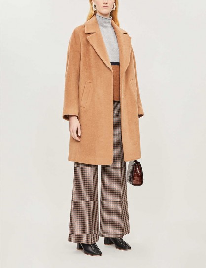 WHISTLES Mara wool-blend cocoon coat in tan