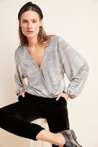 ANTHROPOLOGIE Carys Dolman Top in Silver