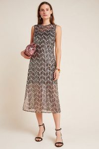 Corey Lynn Calter Sequinned Swing Maxi Dress in Black Motif ~ sleeveless semi sheer party dresses