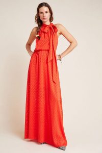 Sachin & Babi Cecelia Tie-Neck Maxi Dress in Red – long occasion dresses