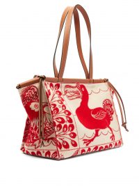 LOEWE Cushion dodo-jacquard tote bag in cream and red