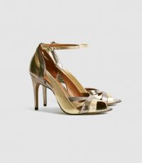 REISS FLORENCE METALLIC STRAPPY HIGH HEELED SANDALS DARK GREY ~ ankle strap evening heels