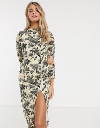 Hope & Ivy pencil dress in wallpaper floral / front split dresses