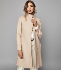 REISS MAYA WOOL BLEND MID LENGTH COAT STONE ~ luxe winter coats ~ neutral outerwear