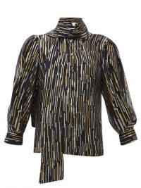 PETER PILOTTO Metallic fil-coupé silk-blend blouse in black