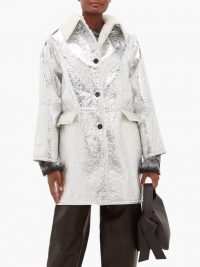 KASSL EDITIONS Reversible metallic-PVC and shearling jacket in silver ~ high-shine winter jackets ~ luxe outerwear