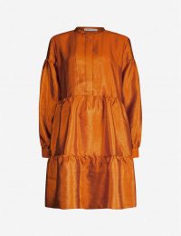 SAMSOE & SAMSOE Margo taffeta mini shirt dress in honey ginger ~ tiered dresses