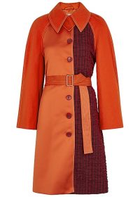 STINE GOYA Harrison orange panelled coat ~ luxe belted coats