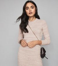 REISS SURI RIBBED CREW NECK JUMPER PINK