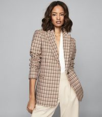 REISS TAYLOR CHECKED SLIM FIT BLAZER PINK PRINT ~ classic check jacket