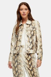 Topshop Western Snake Jacket in Nude