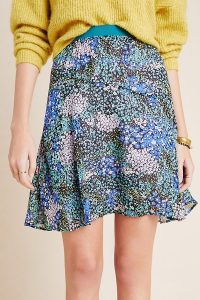 Maeve Kerry Mini Skirt in Blue Motif / flippy hemline skirts