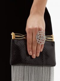 GUCCI Crystal-lace GG ring ~ large silver-tone rings