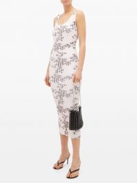 PACO RABANNE Floral-print ribbed stretch-cotton column dress in pink / luxury tank dresses