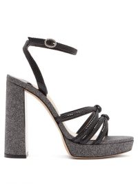 SOPHIA WEBSTER Freya black suede and glitter platform sandals