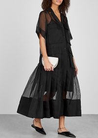 LEE MATHEWS Callie black silk-organza shirt dress. CHIC UTILITY DRESSES