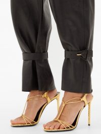 SAINT LAURENT Robin metallic-leather slingback sandals in gold ~ evening glamour