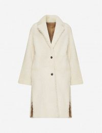 ALLSAINTS Tia shearling coat in Chalk White ~ textured winter coats