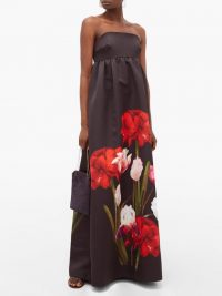 BORGO DE NOR Anastasia floral-print satin-twill dress black