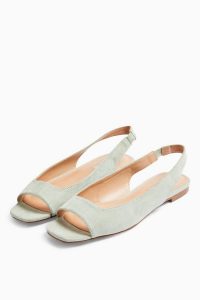 TOPSHOP ANNIE Mint Square Peep Slingback Shoes – open toe slingbacks