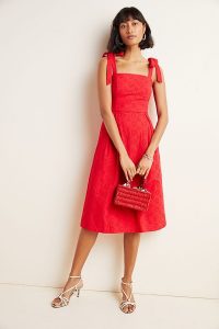 Hutch Kari Eyelet Midi Dress in Red ~ summer vintage style