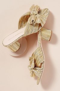 Loeffler Randall Emilia Heels in Gold ~ lame mules