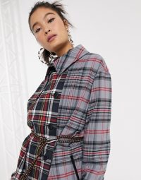 COLLUSION spliced check coat – multi checks